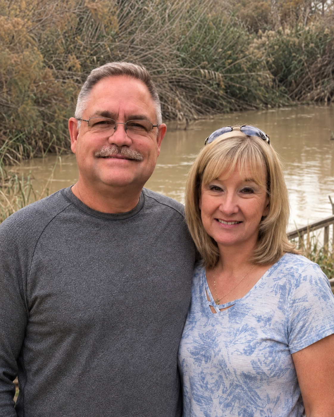 Blake and Beth Rinderle together on the banks of the Jordan River